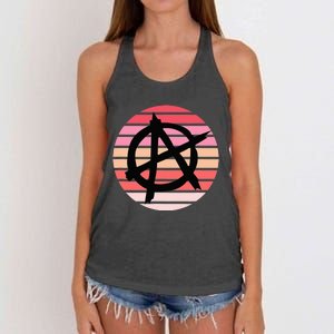 Anarchy Sign, Anti Establishment, Punk Rock Music Lovers Women's Knotted Racerback Tank