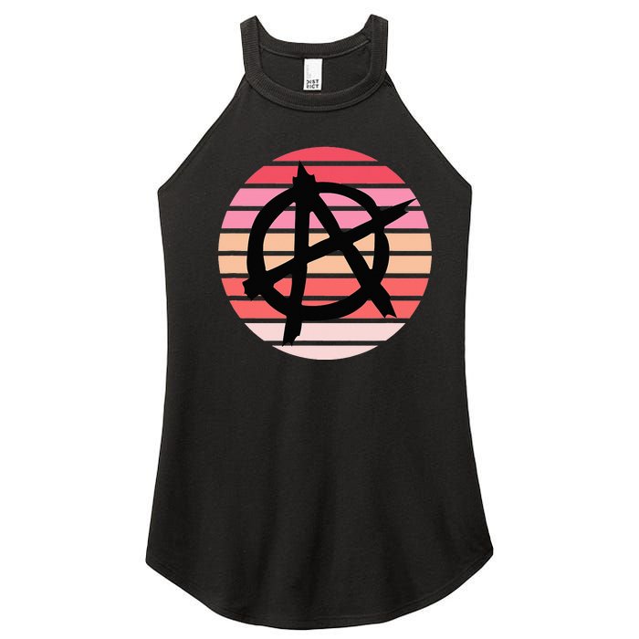 Anarchy Sign, Anti Establishment, Punk Rock Music Lovers Women's Perfect Tri Rocker Tank