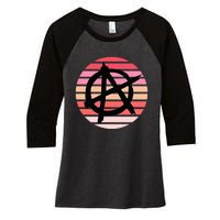 Anarchy Sign, Anti Establishment, Punk Rock Music Lovers Women's Tri-Blend 3/4-Sleeve Raglan Shirt