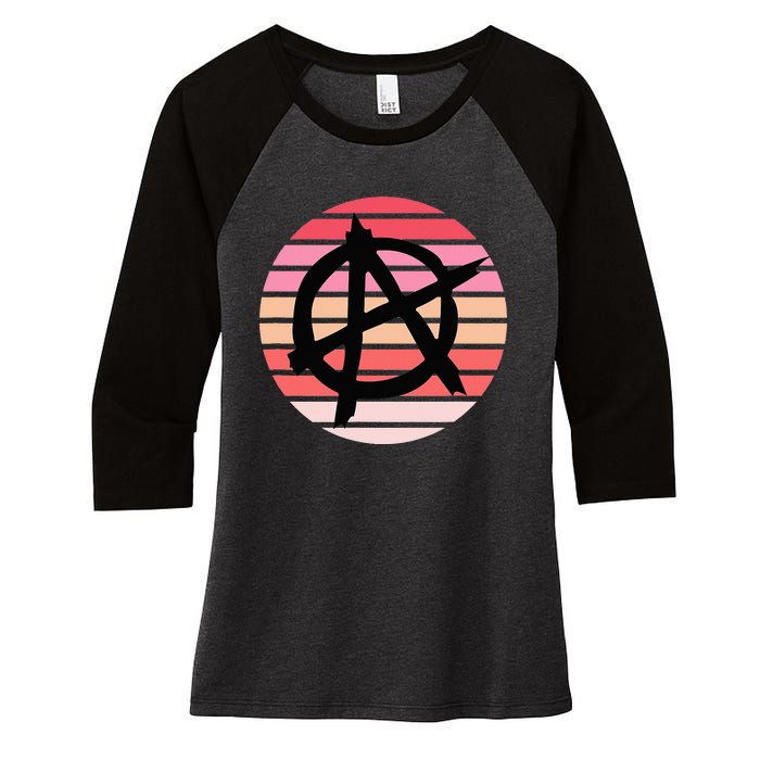 Anarchy Sign, Anti Establishment, Punk Rock Music Lovers Women's Tri-Blend 3/4-Sleeve Raglan Shirt