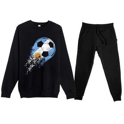 Argentina Soccer Argentinian Flag Pride Soccer Player Gift Premium Crewneck Sweatsuit Set