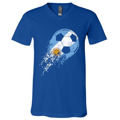 Argentina Soccer Argentinian Flag Pride Soccer Player Gift V-Neck T-Shirt