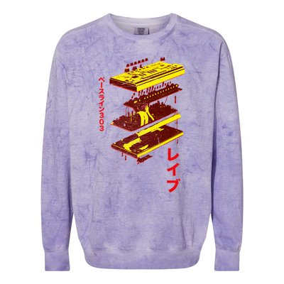 Acid Synth Analog Japanese Synthesizer 303 Design Colorblast Crewneck Sweatshirt