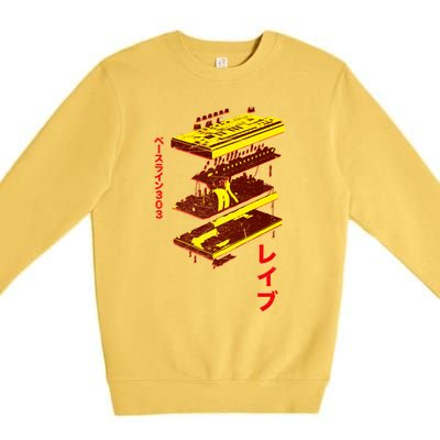 Acid Synth Analog Japanese Synthesizer 303 Design Premium Crewneck Sweatshirt