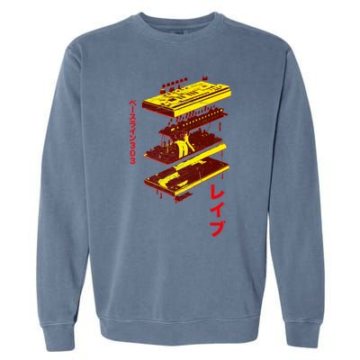 Acid Synth Analog Japanese Synthesizer 303 Design Garment-Dyed Sweatshirt