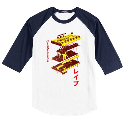 Acid Synth Analog Japanese Synthesizer 303 Design Baseball Sleeve Shirt