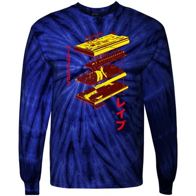 Acid Synth Analog Japanese Synthesizer 303 Design Tie-Dye Long Sleeve Shirt