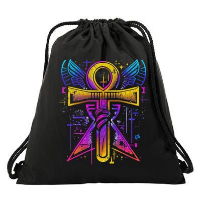 Ankh Symbol Ancient Egyptian Key Of Life Egypt Hieroglyphic Drawstring Bag