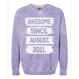 Awesome Since August 2011 12 Years Old 12th Birthday Colorblast Crewneck Sweatshirt