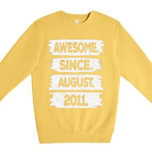 Awesome Since August 2011 12 Years Old 12th Birthday Premium Crewneck Sweatshirt