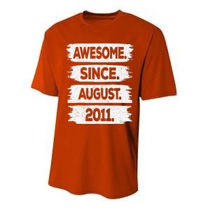 Awesome Since August 2011 12 Years Old 12th Birthday Performance Sprint T-Shirt