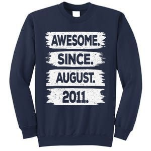 Awesome Since August 2011 12 Years Old 12th Birthday Sweatshirt