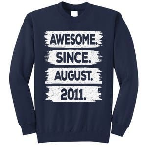 Awesome Since August 2011 12 Years Old 12th Birthday Tall Sweatshirt