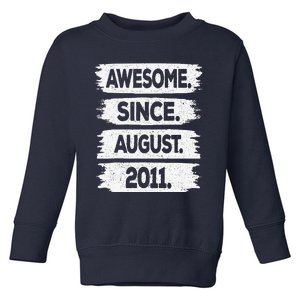 Awesome Since August 2011 12 Years Old 12th Birthday Toddler Sweatshirt