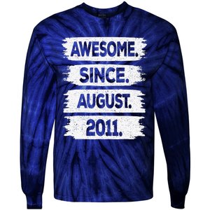 Awesome Since August 2011 12 Years Old 12th Birthday Tie-Dye Long Sleeve Shirt