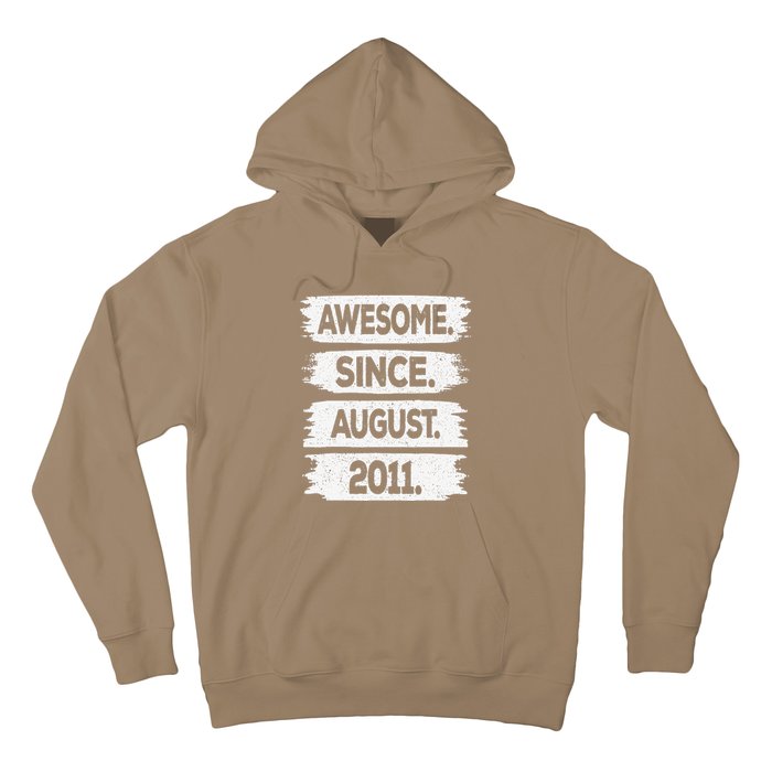 Awesome Since August 2011 12 Years Old 12th Birthday Hoodie