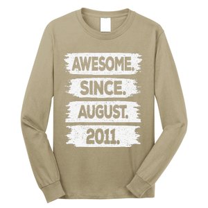 Awesome Since August 2011 12 Years Old 12th Birthday Long Sleeve Shirt