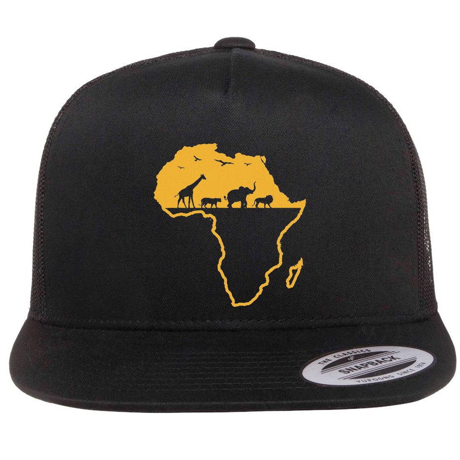 Africa Safari African Wild Animals Environment National Park Flat Bill Trucker Hat