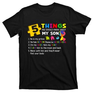 Autistic Son Autism Awareness Support For Mom Dad Parents T-Shirt