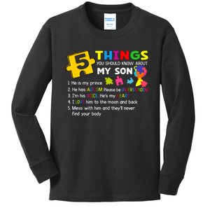 Autistic Son Autism Awareness Support For Mom Dad Parents Kids Long Sleeve Shirt