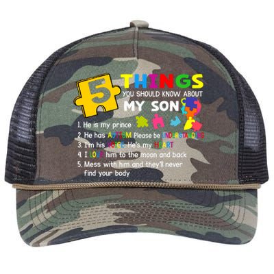 Autistic Son Autism Awareness Support For Mom Dad Parents Retro Rope Trucker Hat Cap