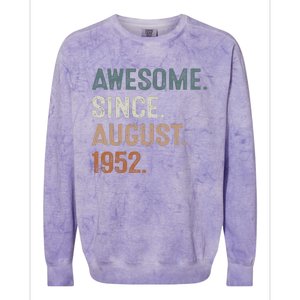 Awesome Since August 1952 71st Birthday Gift 71 Year Old Colorblast Crewneck Sweatshirt