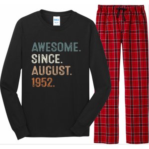 Awesome Since August 1952 71st Birthday Gift 71 Year Old Long Sleeve Pajama Set