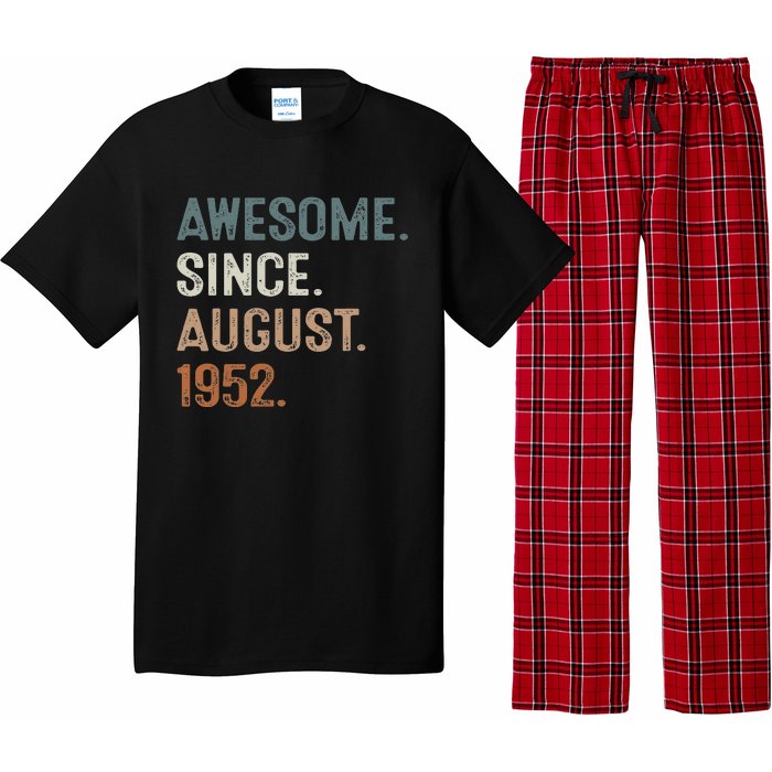 Awesome Since August 1952 71st Birthday Gift 71 Year Old Pajama Set