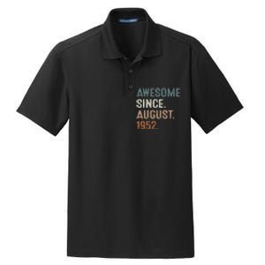 Awesome Since August 1952 71st Birthday Gift 71 Year Old Dry Zone Grid Polo