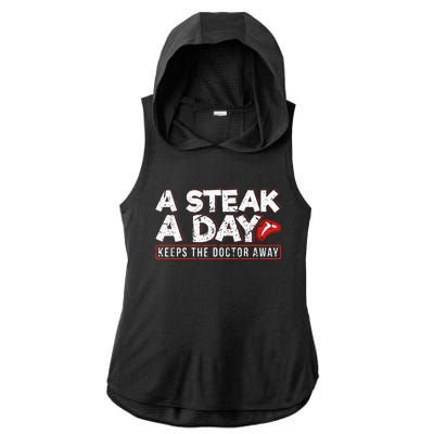 A Steak A Day Carnivore Diet Antivegan Antivegetarian Ladies PosiCharge Tri-Blend Wicking Draft Hoodie Tank