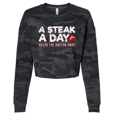 A Steak A Day Carnivore Diet Antivegan Antivegetarian Cropped Pullover Crew