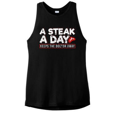 A Steak A Day Carnivore Diet Antivegan Antivegetarian Ladies PosiCharge Tri-Blend Wicking Tank