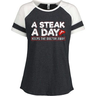 A Steak A Day Carnivore Diet Antivegan Antivegetarian Enza Ladies Jersey Colorblock Tee