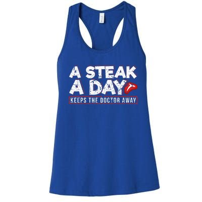 A Steak A Day Carnivore Diet Antivegan Antivegetarian Women's Racerback Tank