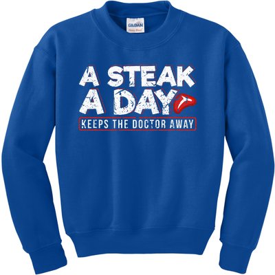 A Steak A Day Carnivore Diet Antivegan Antivegetarian Kids Sweatshirt