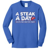 A Steak A Day Carnivore Diet Antivegan Antivegetarian Kids Long Sleeve Shirt