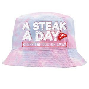 A Steak A Day Carnivore Diet Antivegan Antivegetarian Tie-Dyed Bucket Hat