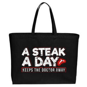 A Steak A Day Carnivore Diet Antivegan Antivegetarian Cotton Canvas Jumbo Tote