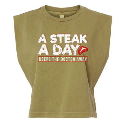 A Steak A Day Carnivore Diet Antivegan Antivegetarian Garment-Dyed Women's Muscle Tee