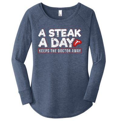 A Steak A Day Carnivore Diet Antivegan Antivegetarian Women's Perfect Tri Tunic Long Sleeve Shirt