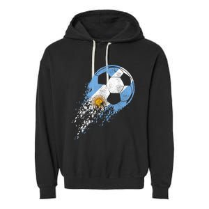 Argentina Soccer Argentinian Flag Pride Soccer Player Garment-Dyed Fleece Hoodie