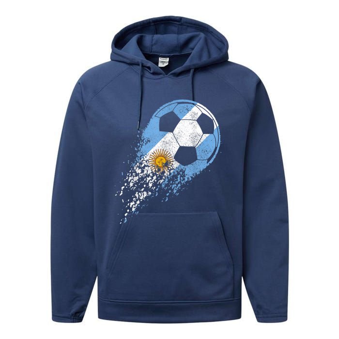 Argentina Soccer Argentinian Flag Pride Soccer Player Performance Fleece Hoodie