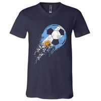 Argentina Soccer Argentinian Flag Pride Soccer Player V-Neck T-Shirt