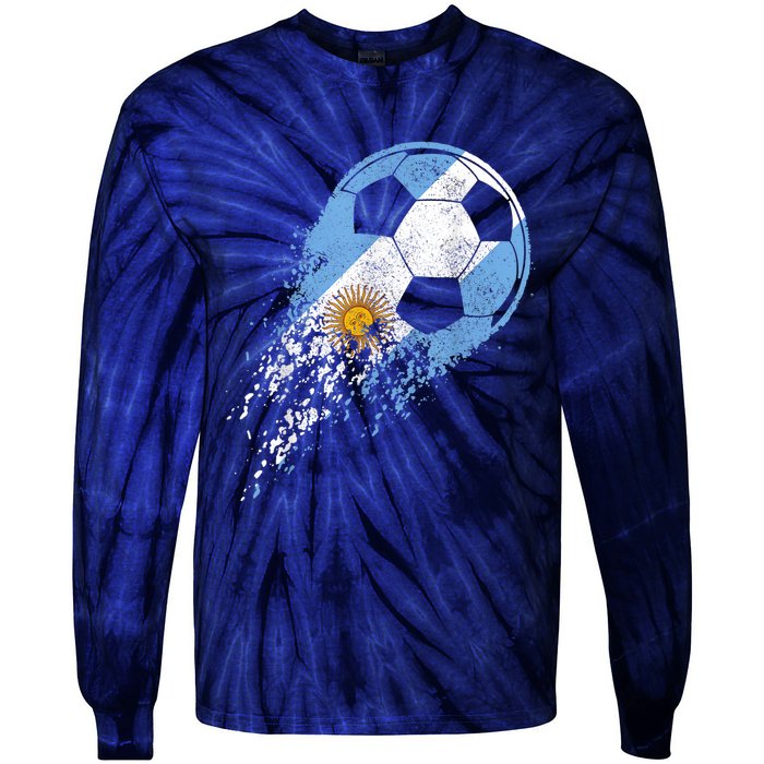 Argentina Soccer Argentinian Flag Pride Soccer Player Tie-Dye Long Sleeve Shirt