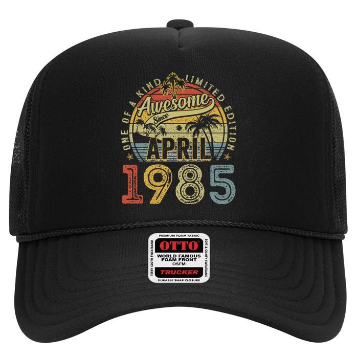 Awesome Since April 1985 40 Year Old 40th Birthday Women High Crown Mesh Back Trucker Hat