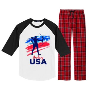 Archery Sport Archer Support Team Flag Usa American Raglan Sleeve Pajama Set