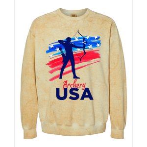 Archery Sport Archer Support Team Flag Usa American Colorblast Crewneck Sweatshirt