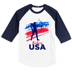 Archery Sport Archer Support Team Flag Usa American Baseball Sleeve Shirt