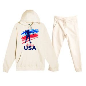 Archery Sport Archer Support Team Flag Usa American Premium Hooded Sweatsuit Set