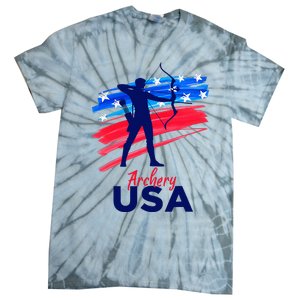 Archery Sport Archer Support Team Flag Usa American Tie-Dye T-Shirt